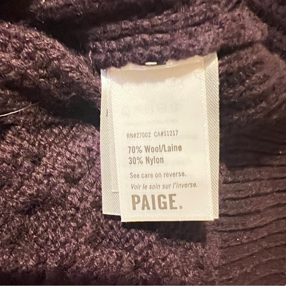 Paige Lorilee Wool Blend Turtleneck Sweater Women's Small Purple Cold Shoulder - Picture 8 of 9